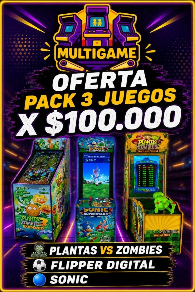 Pack 3 juegos × $100.000 (Plantas vs Zombies, Flipper Digital, Sonic)